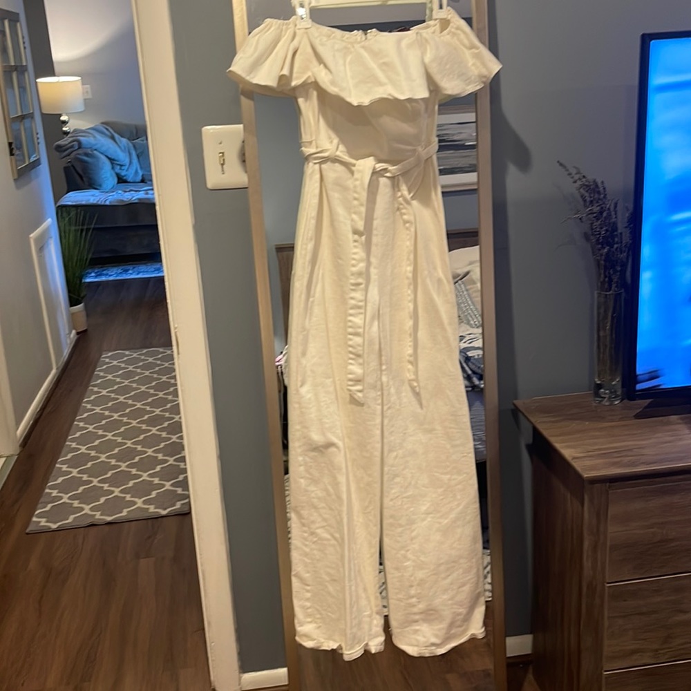 White denim jumpsuit